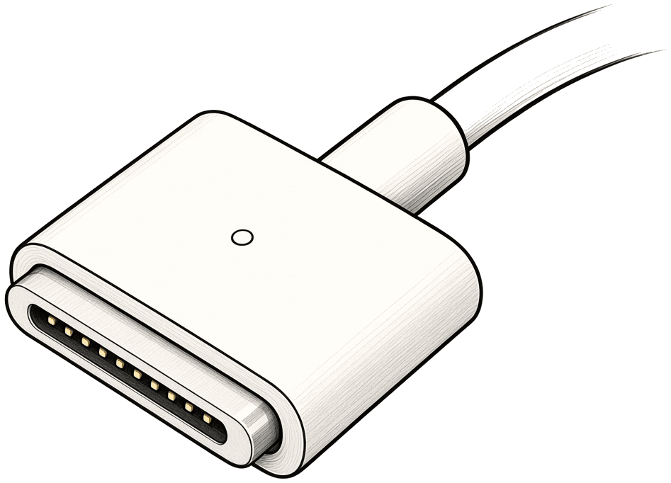 White MagSafe MacBook charging connector